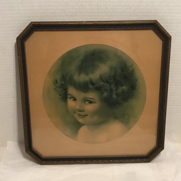 Vintage Bessie Pease Guttman print of little girl framed behind glass - Picture 6 of 7